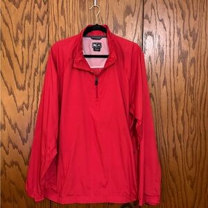 Adidas Red 1/4 Zip Pullover Windbreaker XL Lightweight Athletic Jacket